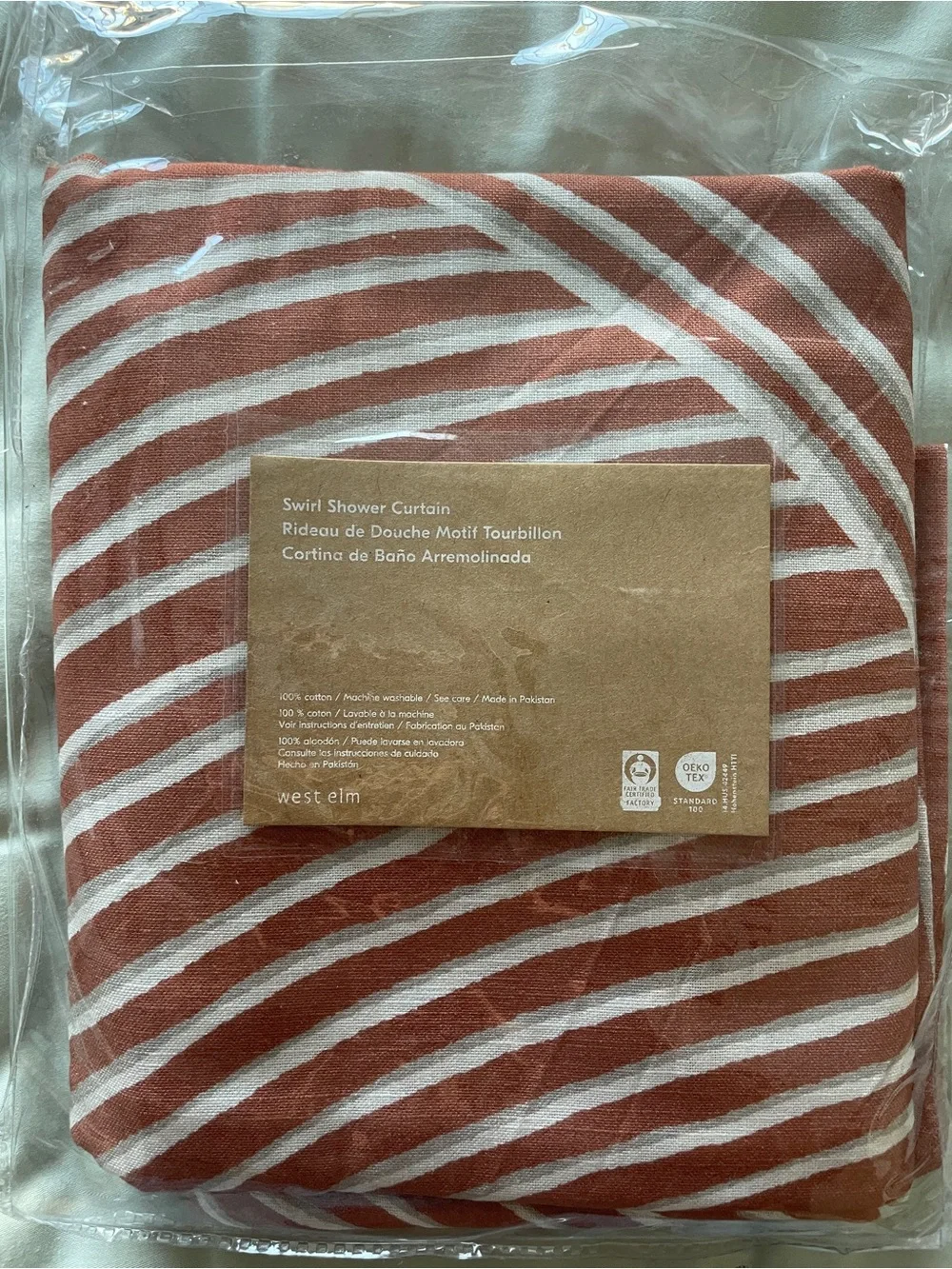 West Elm Blush Swirl Shower Curtain
